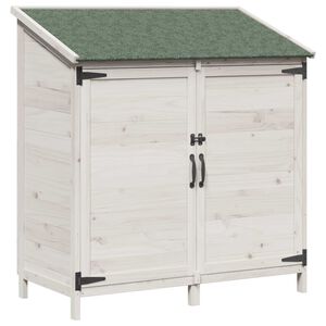 vidaXL Vrtno skladi&scaron;če Bela 106,5 x 56 x 113,5 cm Trdna smreka