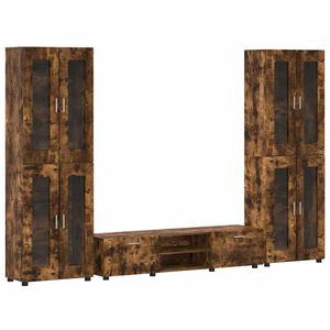 vidaXL Komplet TV omaric s polico FLORIN Dimljeni oreh Konstruiran les