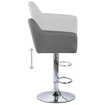 vidaXL Barski stolčki 2 kosa z naslonjali za roke sivo umetno usnje