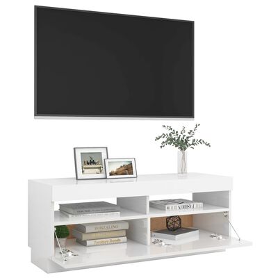 vidaXL TV omarica z LED lučkami visok sijaj bela 100x35x40 cm