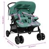 vidaXL Otroški voziček za dvojčke zelen jeklen