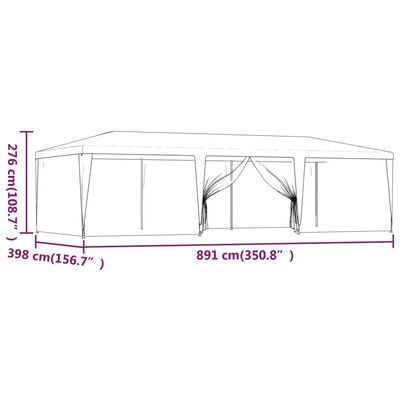vidaXL Vrtni šotor z 8 mrežastimi stranicami zelen 9x4 m HDPE