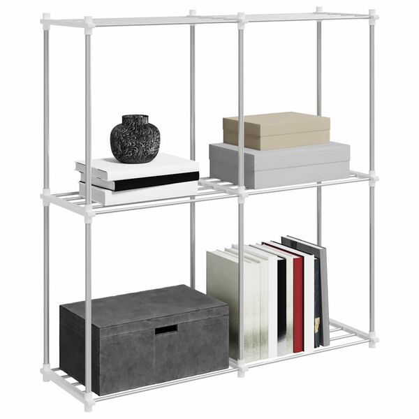 vidaXL Tubular Shelf s shranjevanjem Bela 86 x 27 x 90 cm Aluminij