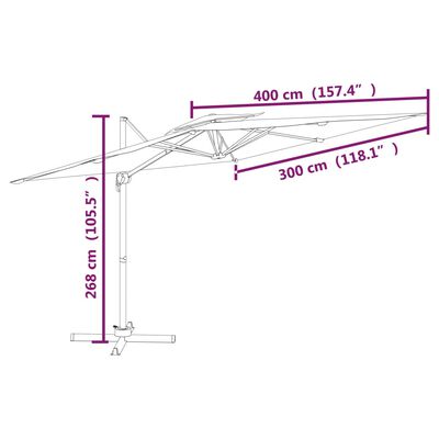 vidaXL Vrtni senčnik z dvojno streho terakota 400x300 cm