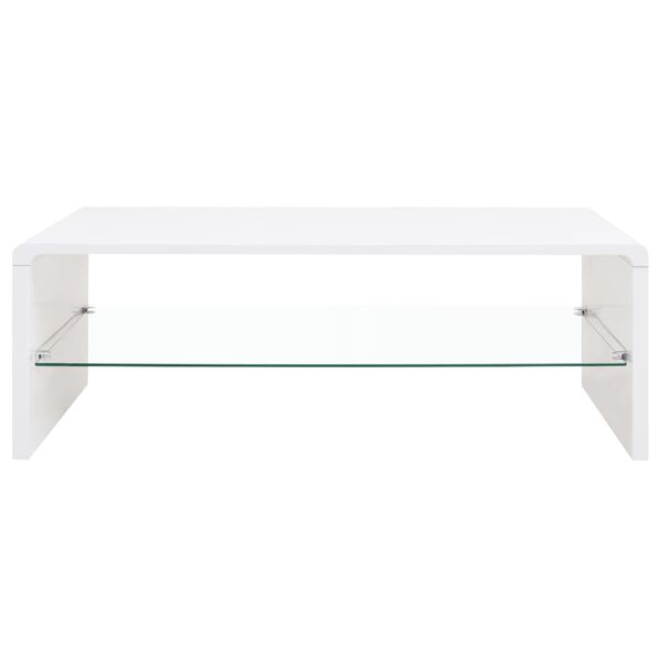 vidaXL Kavna Mizica Visok Sijaj Bele Barve