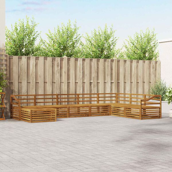 vidaXL Sedežne garniture 8 pcs Naravna Masiven les akacije