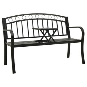 vidaXL Vrtna klop z mizico črna 120 cm jeklo