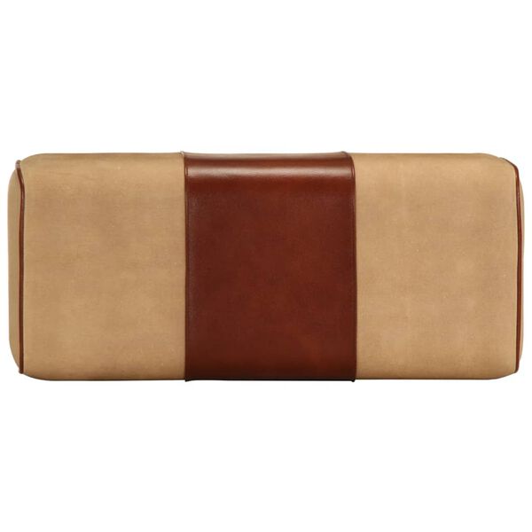 vidaXL Telovadna klop 58 cm rjava pravo usnje in trden mangov les