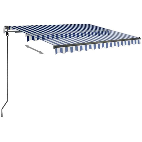 vidaXL Ročno zložljiva tenda z LED lučkami 350x250 cm modra in bela