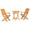 vidaXL Zložljiv bistro set 3 kos Rjava Masiven les akacije
