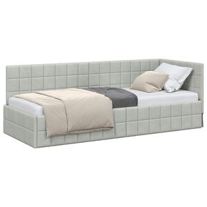 vidaXL Kotna postelja Svetlo siva 80 x 200 cm Žamet