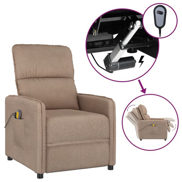 vidaXL Električni masažni stol taupe tkanina iz mikrovlaken