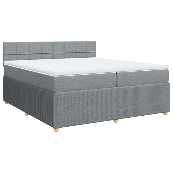 vidaXL Box spring postelja z vzmetnico svetlo siva 200x200 cm blago