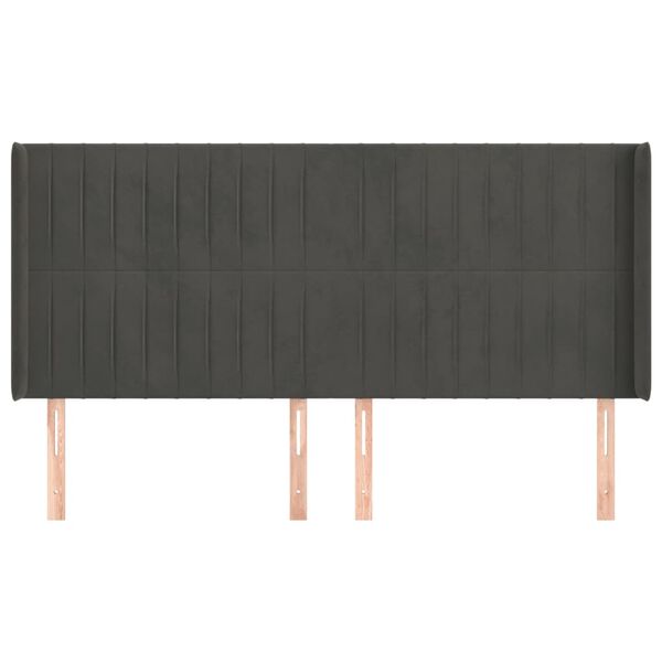 vidaXL Vzglavje z ušesi temno sivo 183x16x118/128 cm žamet