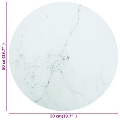 vidaXL Mizna plošča bela Ø50x0,8 cm kaljeno steklo z marmorjem