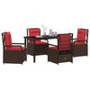 vidaXL Komplet za jedilnico v vrtu 5 pcs Rjava poli ratan