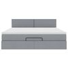 vidaXL Otomanska postelja z vzmetnico siv 160x200 cm blago
