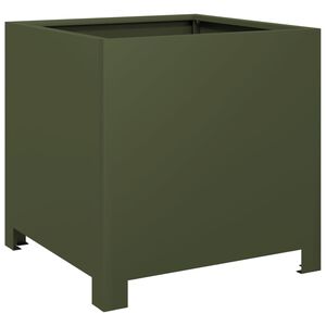 vidaXL Vrtno korito olivno zelena 40x40x40 cm jeklo