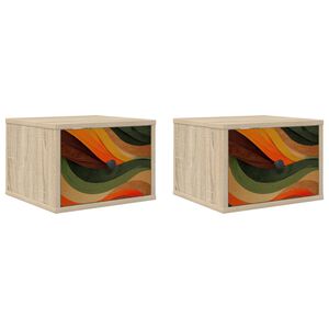 vidaXL Stenska nočna omarica BONN 2 kos Sonoma hrast 36 x 33 x 25 cm