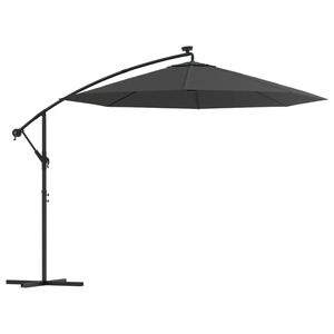 vidaXL Previsni senčnik LED luči in kovinski drog 300 cm antracit