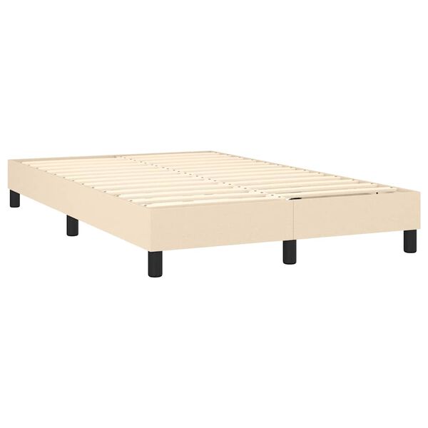 vidaXL Box spring postelja z vzmetnico krem 120x200 cm blago