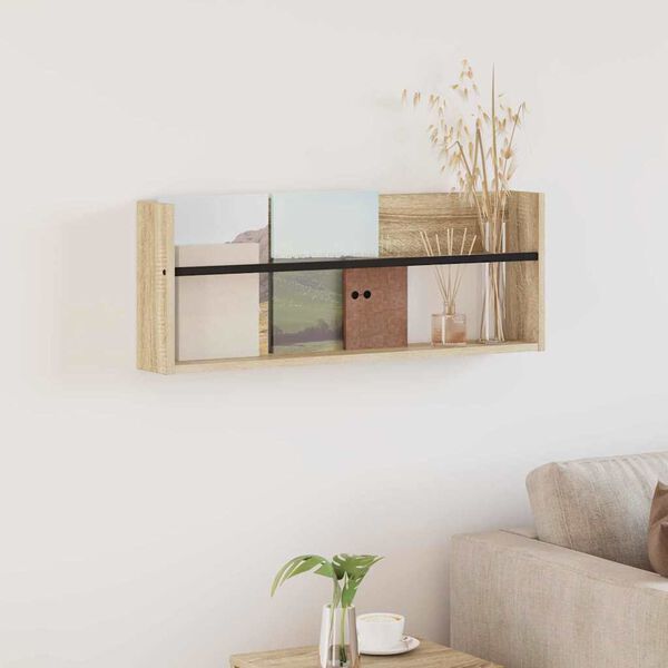 vidaXL Regal za revije Sonoma hrast 80 x 12 x 30 cm Konstruiran les