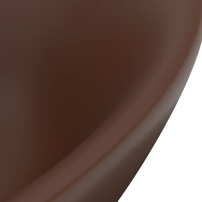 vidaXL Razkošen umivalnik ovalen mat temno rjav 58,5x39 cm keramika