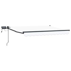 vidaXL Ročna zložljiva senčnica z LED lučmi Bela in antracit 2,5 x 2 m