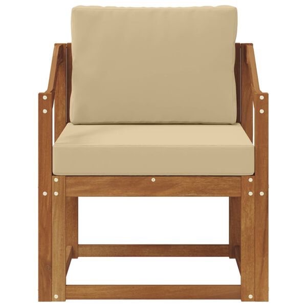 vidaXL Zunanji kavč Masivno akacijevo les in poliester Naravna