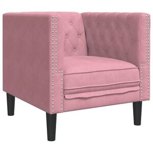 vidaXL Fotelj chesterfield roza žamet