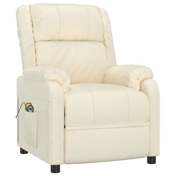 vidaXL Električni masažni naslanjač krem umetno usnje