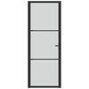 vidaXL Notranja vrata 76x201,5 cm črno mat steklo in aluminij