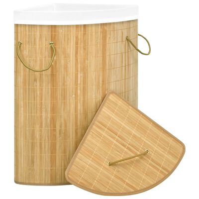 vidaXL Kotna košara za perilo iz bambusa 60 L
