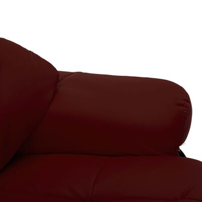 vidaXL Naslanjač s stolčkom za noge vinsko rdeče umetno usnje in les