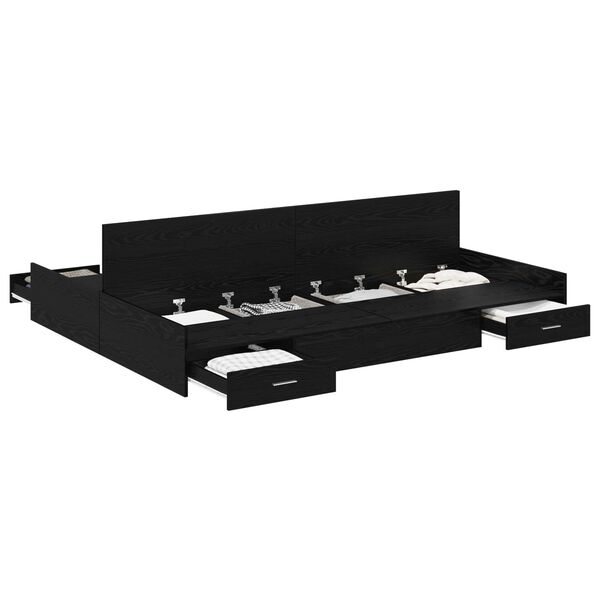 vidaXL Postelja z dodatnim prostorom za shranjevanje Črna Orehovina