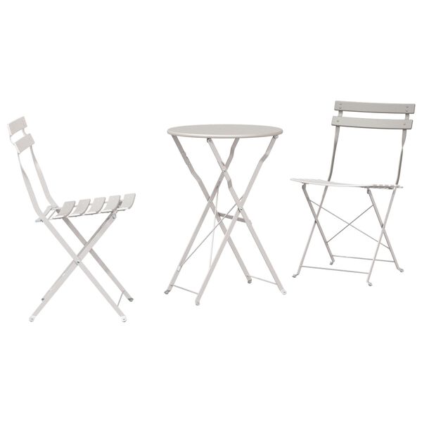 vidaXL Zložljiv bistro set 3 pcs Bež Jeklo