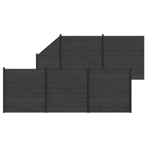 vidaXL Plo&scaron;ča ograje 6 pcs WPC in aluminij Črna
