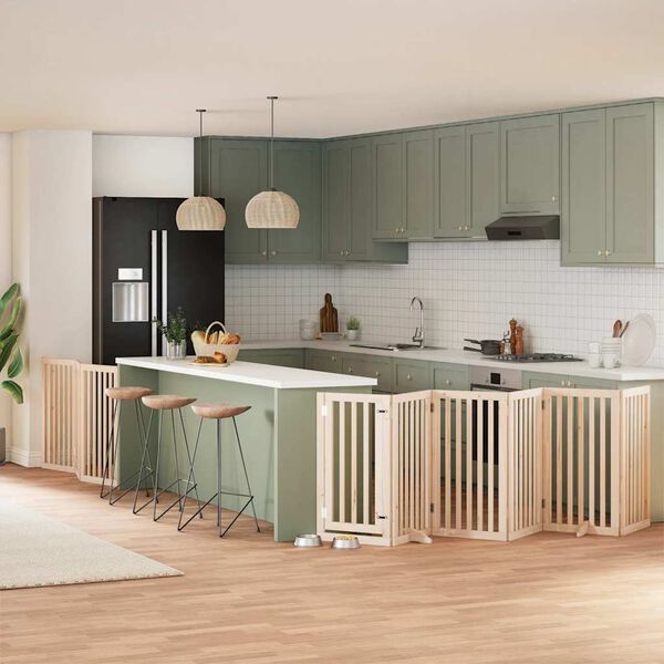 vidaXL Ograda za pse z vrati zložljiva 9 panelov 450 cm topolovina