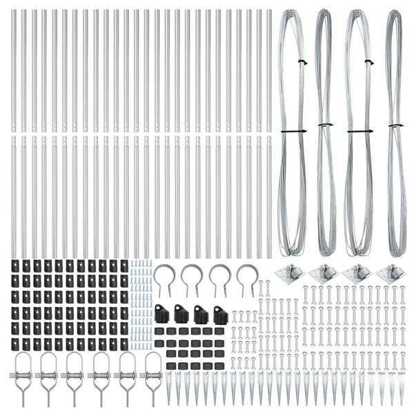 vidaXL Steber ograje. Drugo 26 pcs Siva 3,2 x 3,2 x 140 cm Jeklo