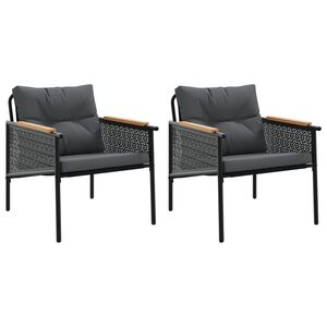 vidaXL Vrtni stoli z blazinami 2 kosa črno jeklo