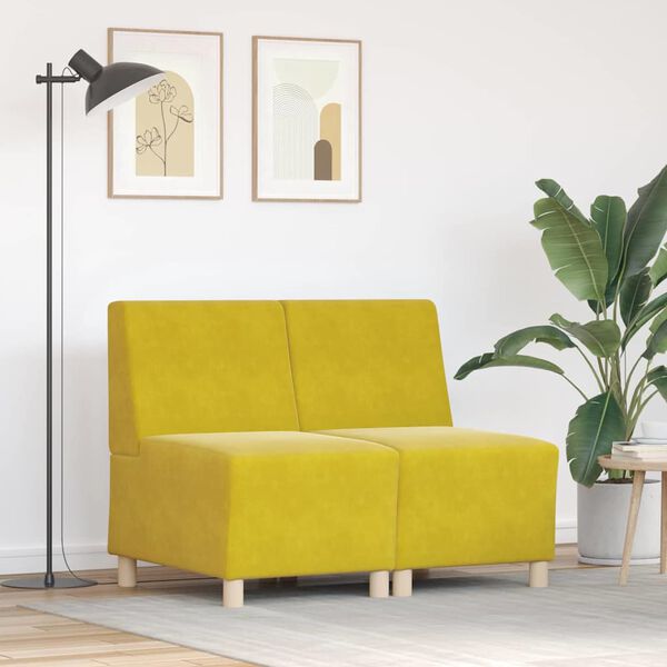 vidaXL Modularna sofa enota brez naslonov 2 pcs Rumena 55 x 74 x 82 cm