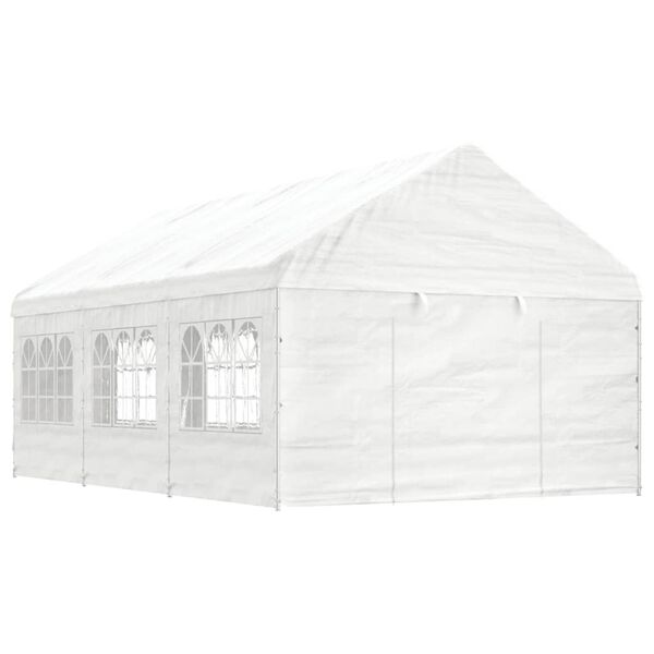 vidaXL Paviljon s streho bel 6,69x4,08x3,22 m polietilen