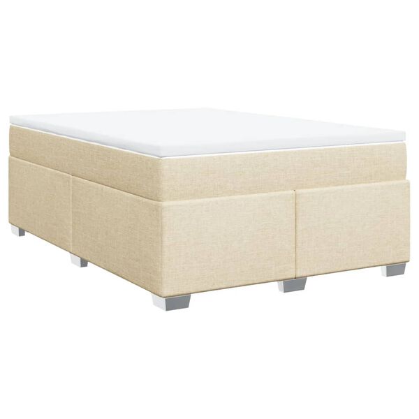 vidaXL Box spring postelja z vzmetnico krem 140x200 cm blago
