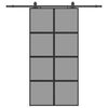 vidaXL Drsna vrata z opremo črna 102,5x205 cm kaljeno steklo