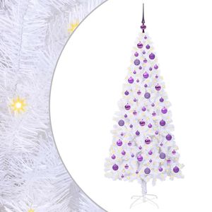 vidaXL Umestno božično drevo med 300 LED Bela 180 cm PVC in jeklo