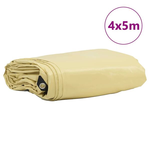 vidaXL Tarpaulin 650g / m&sup2; Bež 4 x 5 m Platno s PVC premazom