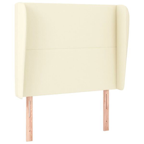 vidaXL Vzglavje z u&scaron;esi krem 93x23x118/128 cm umetno usnje