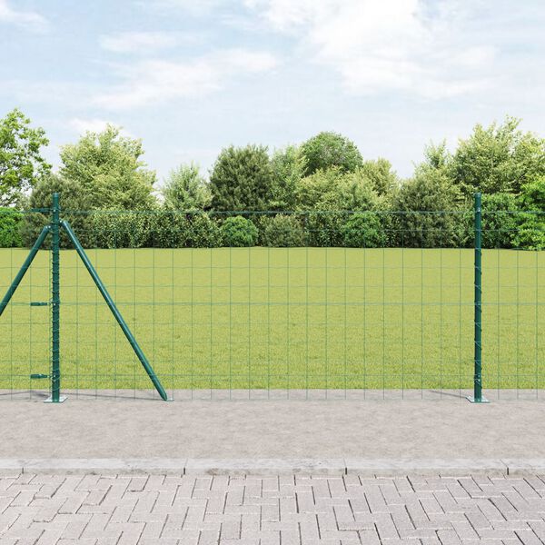 vidaXL Ograja s stebrom Zelena 1 x 25 m Jeklo