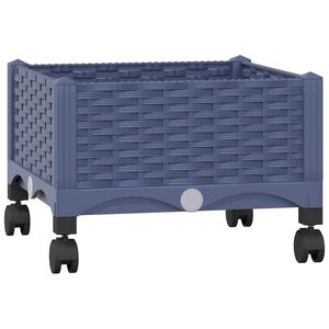 vidaXL Vrtni cvetlični lonček s kolesi Modro sivo 40 x 40 x 33 cm PP