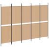 vidaXL 5-pultni delitelj prostora Bež 250 x 180 cm Blago